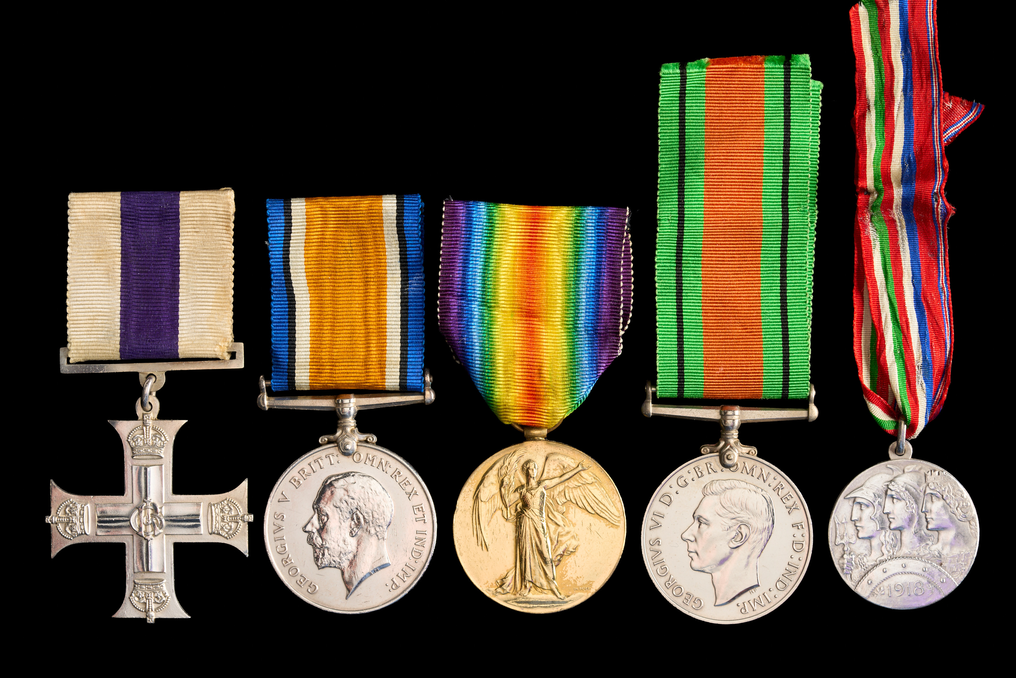 John Edwin Thompson : Military Cross; British War Medal; Allied Victory Medal; Defence Medal; 1918 Army of Altipiani ‘Victory’ Medal